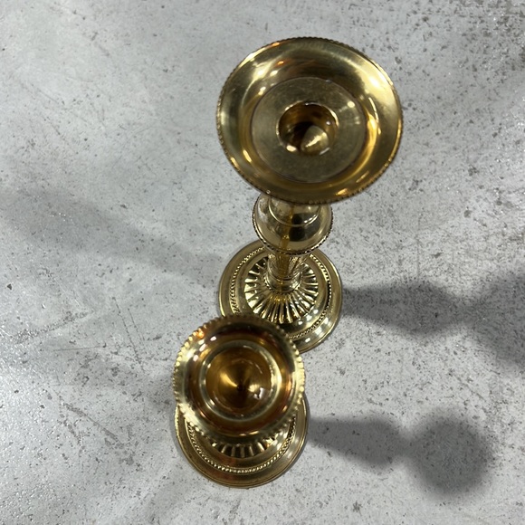 Brass Candle Stands Holders Set of 2 Vintage Mid Century Modern - Picture 3 of 4